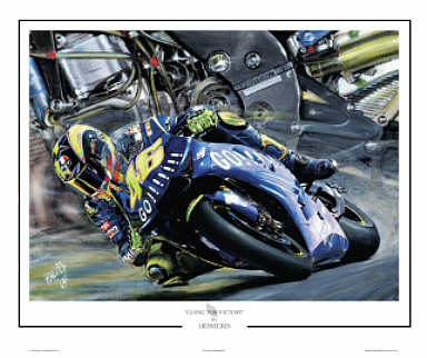 Valentino Rossi III, Grand Prix motorcycle racing art print by Hessel Bes