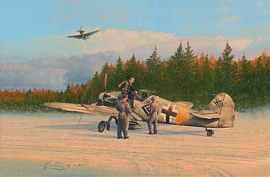 The Blond Knight - Erich Hartmann Messerschmitt Bf109G-6 aviation art by Robert Taylor