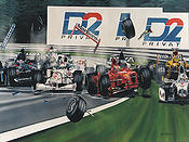 First Corner, GP von Belgien 1998 Massencrash F1 Kunstdruck von Colin Carter