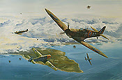 Clash of Aces, Spitfire und Me-109 Luftfahrtkunst von David Bryant