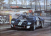 1966 Le Mans - Ford GT40 Mk.ll Motorsport Art Print by Graham Turner