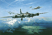 Last Man Standing, B-17 Flying Fortress und Me-109 Luftfahrt-Kunstdruck von Heinz Krebs