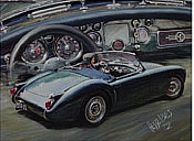 MG-A classic car art print by Hessel Bes