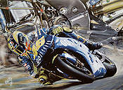 Valentino Rossi III, Grand Prix motorcycle racing art print by Hessel Bes