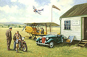 Aero Club - Tiger Moth, MG TD und Triumph 5T Kunstdruck von Kevin Walsh