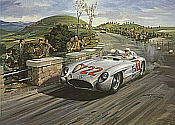 1955 Mille Miglia, Mercedes 300 SLR Stirling Moss motorsport art print by Michael Turner