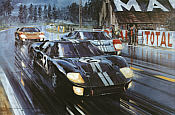Formation Finish - Le Mans 1966, Chris Amon und Bruce McLaren GT40 MkII Motorsport Kunstdruck von Nicholas Watts