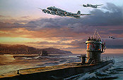 Sea Wolves, Erich Topp U-552 St Nazaire naval art print by Nicolas Trudgian
