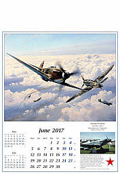 Flugzeug Kalender 2017 Juni Yak3 und Me109 Luftfahrtkunst von Robert Taylor
