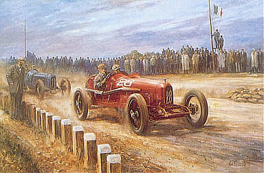 Birth of the Prancing Horse, Enzo Ferrari motorsport art print by Alan Fearnley