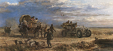 Peking to Paris, Prince Borghese, Barzini und Guizzardi in the Italia - motorsport art print by Alan Fearnley
