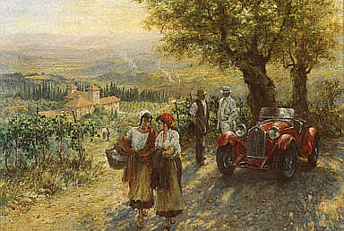 Tuscan Evening, Alfa Romeo Zagato automobile art print by Alan Fearnley