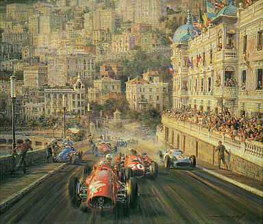 Maurice Tritnignant GP Monaco 1955 Ferrari 625 art print by Alfredo De la Maria