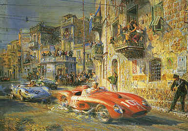 Ferrari 250 TRS, Wolfgang Berghe von Trips Kunstdruck von Alfredo De la Maria