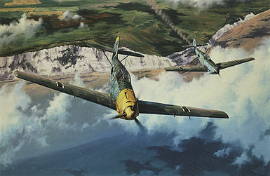 Homeward Bound, Messerschmitt Bf 109 aviation art print by Anthony Saunders