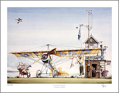 Flying School - Aviation art illustration with a sense of humor by Chris Bazeley