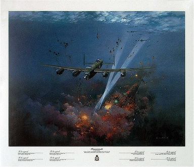 Peenemuende, Avro Lancaster aviation art print by Frank Wootton