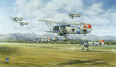 Heinkel He-51 B1, JG 135 Bad Aibling aviation art print by Friedl Wuelfing