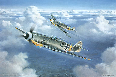 Messerschmitt Bf 109G-6 JG-52 aviation art print by Friedl Wuelfing