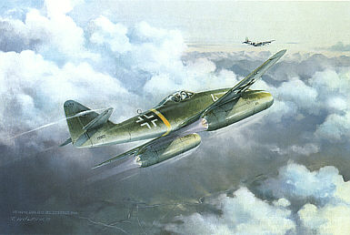 Messerschmitt Me-262 operational test unit aviation art print by Friedl Wuelfing