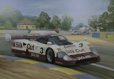 Jaguar Triumph at Le Mans 1990 - Jaguar XJR-12 motorsport art by Graham Turner