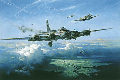 Last Man Standing, B-17G Squawkin Chicken aviation art print by Heinz Krebs