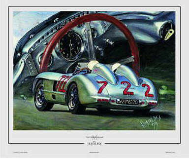 Mercedes 300 SLR Mille Miglia 1955 motorsport art print by Hessel Bes