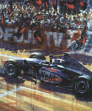 Mika Hakkinen World Champion, Suzuka 1998 F1 motorsport art print by Juan Carlos Ferrigno
