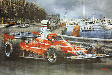 Start to Finish, Niki Lauda Ferrari 312T Monaco 1975 art print by Juan Carlos Ferrigno