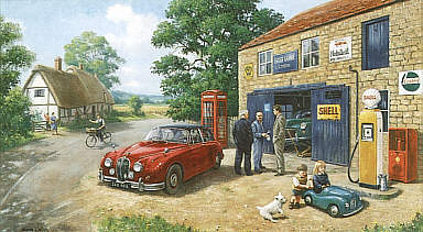 Best Endeavour, Jaguar MK II automobile art by Kevin Walsh
