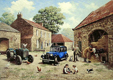 The Vets Visit, Austin 10/4 automotive art print by Kevin Walsh