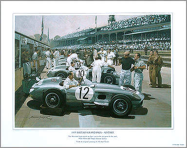 1955-British-Grand-Prix-Aintree - Mercedes Motorsport Art by Michael Turner