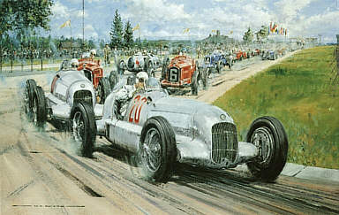 Birth of the Silver Arrows, Mercedes-Benz W25A motorsport art print by Nicholas Watts