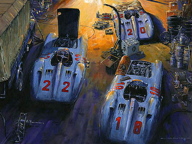 In Preparation - by Nicholas Watts, Mercedes W196 being prepared for the 1954 French Grand Prix