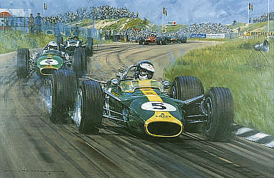 Jim Clark OBE, Lotus 49 Zandvoort 1967 F1 motorsport art print by Nicholas Watts