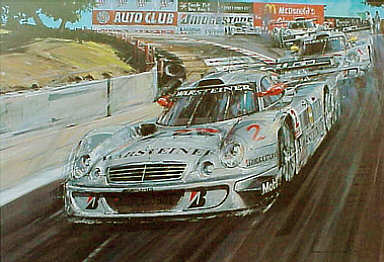 Silver Stars, Mercedes CLK Laguna Seca motorsport art print by Nicholas Watts