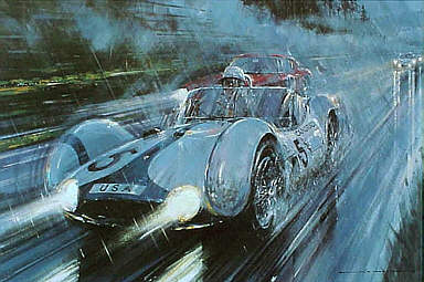 Victory Bound, Maserati Tipo 61 Birdcage Nuerburgring motorsport art print by Nicholas Watts
