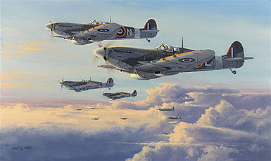 Spitfires - High Patrol, aviation art print by Philip E West