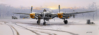 Winter of '44, P-38 Lightning aviation art print by Philip E West