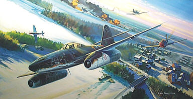 Dawn Intrusion, Me-262 aviation art print by Robert-Bailey