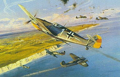 Steinhoff Tribute, Johannes Steinhoff Me-109E aviation art print by Robert Taylor