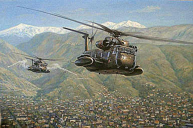Final Landing, CH-53 der Bundeswehr Prziren Kosovo Kunstdruck von Ronald Wong