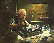 The Model Maker, Mercedes W125 automotive art print by Alan Fearnley
