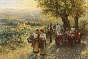 Tuscan Evening, Alfa Romeo Zagato automobile art print by Alan Fearnley