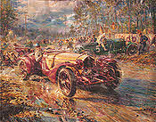 Alfa Romeo Le Mans 1933, Automobilkunst Gemälde von Alfredo De la Maria