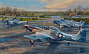 Checking Out - P-51 Mustangs 352nd Fighter Group, Aviation Art by Anthony-Saunders