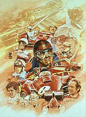 Ferrari Anniversary, Collage of F1 World Champions motorsport art by Craig Warwick