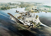 Combat over Lake Schwerin,  FW-190D-9 aviation art by Geoff-Nutkins