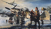 Prey for Mercy - Aviation Art by John D Shaw - Franz Stigler’s Me-109 and Charlie Brown’s B-17