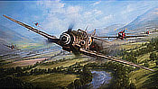 The Warrior and the Wolfpack, Guenther Rall's Me-109 pursued by P-47s - Aviation Art by John D. Shaw